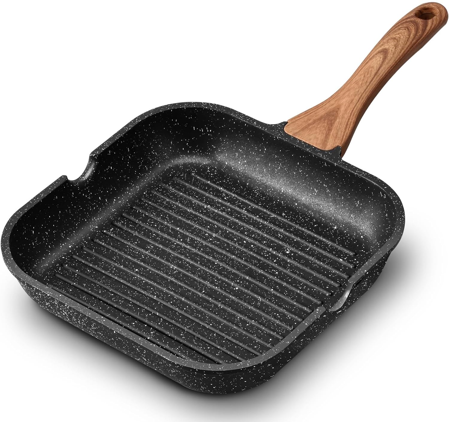 ESLITE LIFE Nonstick Grill Pan for Stove Tops, Versatile Square Big Grill Skillet Steak Pan for Indoor Cooking & Outdoor Grilling, PFOA Free, Black-9.5 Inch